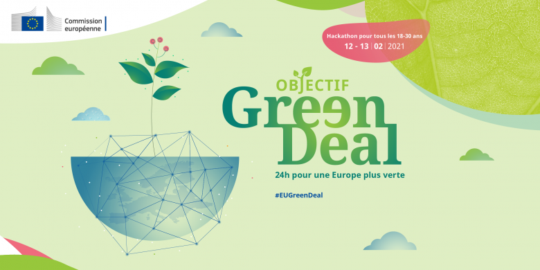 visuel officiel du hackathon Objectif Green Deal