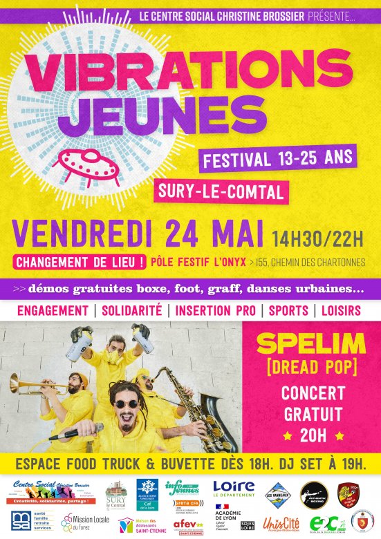 affiche colorée en jaune avec le texte en rose et violet annonçant l'événement (infos dispo dans l'article)